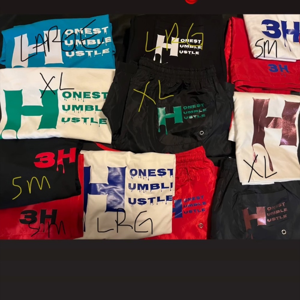 3H apparel Men’s shirt and shorts sets $55 windbreaker/ fleece options